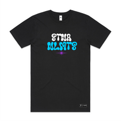 Stna Nlmts, typo design on front, multi coloured on AS Colour block tshirts and urban collab 7xl